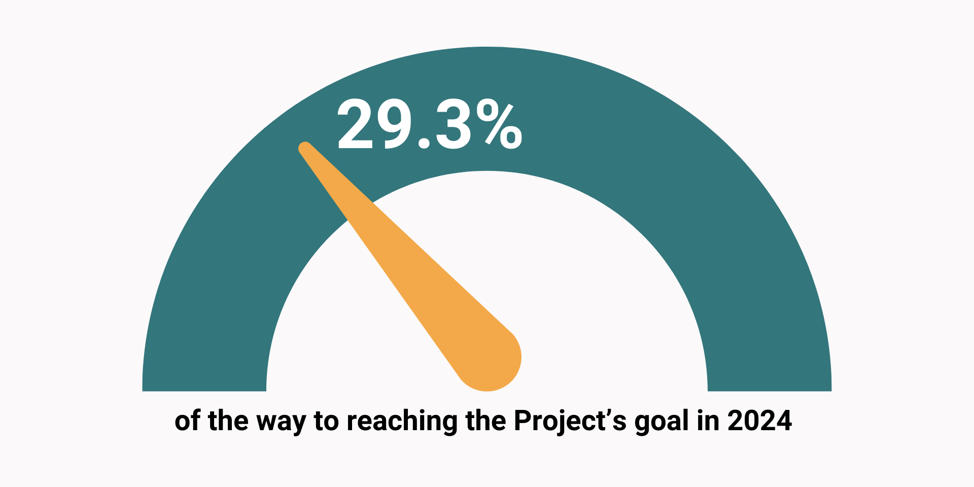 A chart showing: "29.3% of the way to reaching the Project’s goal in 2024"