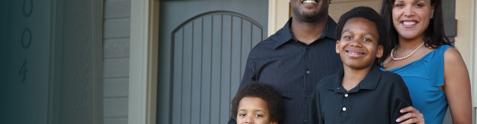 A family on their front porch
